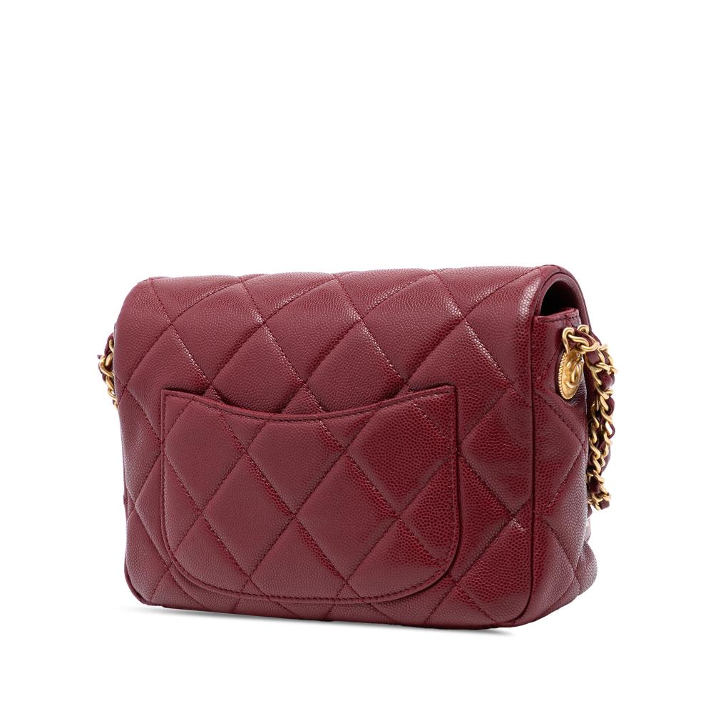 Chanel AB Chanel Red Dark Red Caviar Leather Leather Mini Quilted Caviar Twist Your Buttons Flap Italy