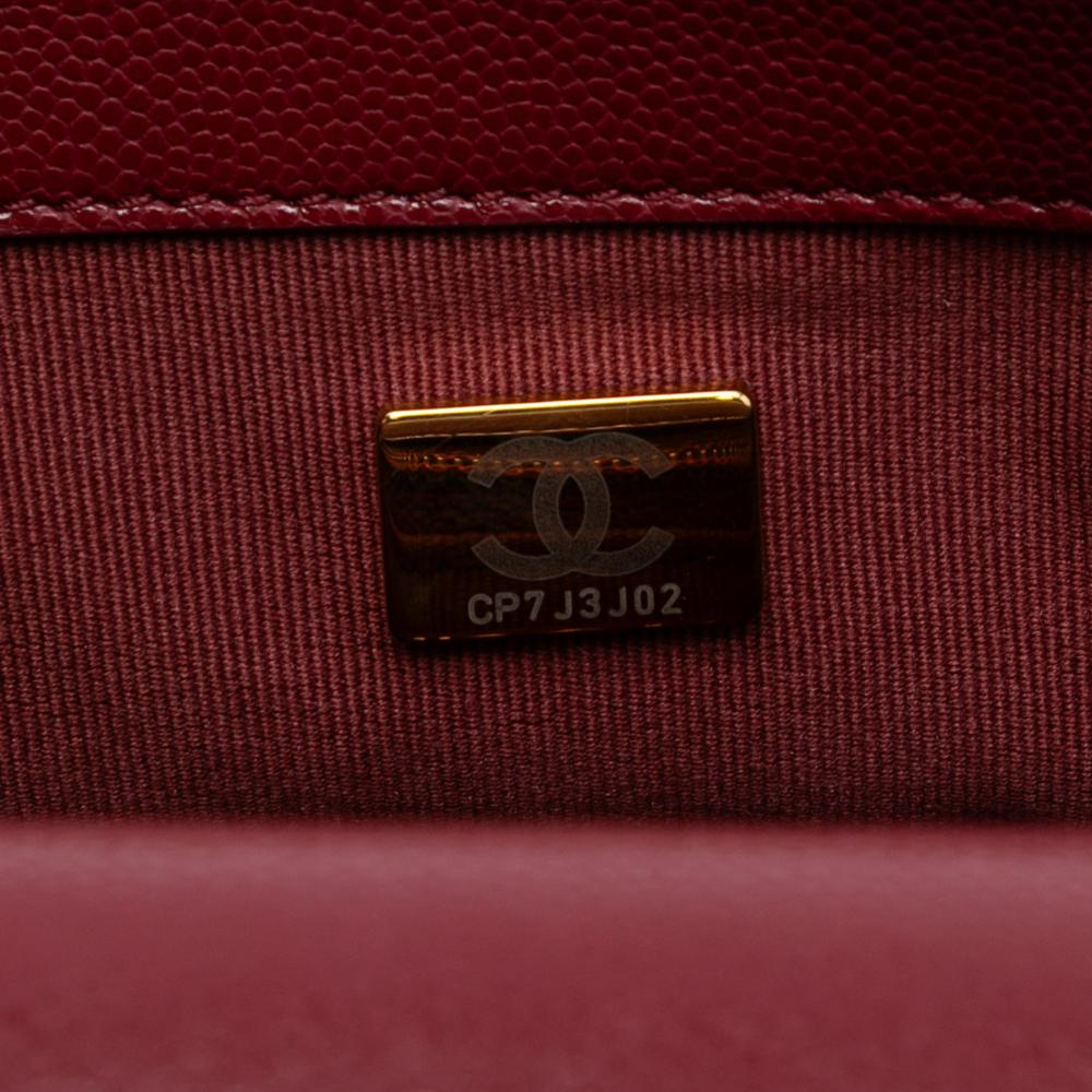 Chanel AB Chanel Red Dark Red Caviar Leather Leather Mini Quilted Caviar Twist Your Buttons Flap Italy