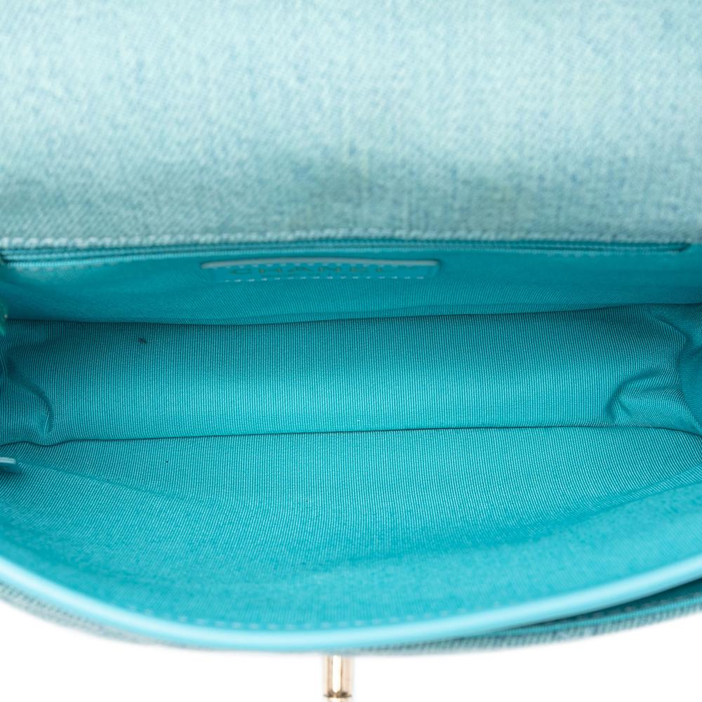 Chanel AB Chanel Blue Aqua Denim Fabric Small CC Quilted Messenger Flap Italy