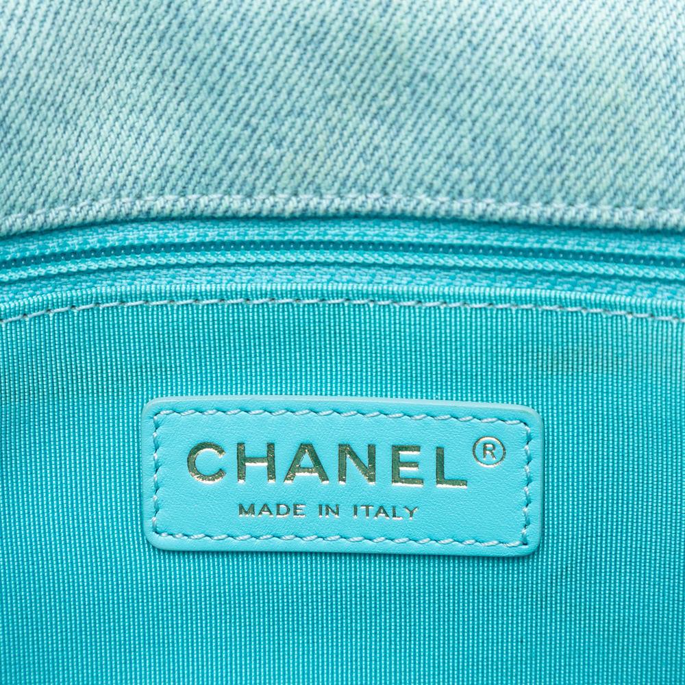 Chanel AB Chanel Blue Aqua Denim Fabric Small CC Quilted Messenger Flap Italy