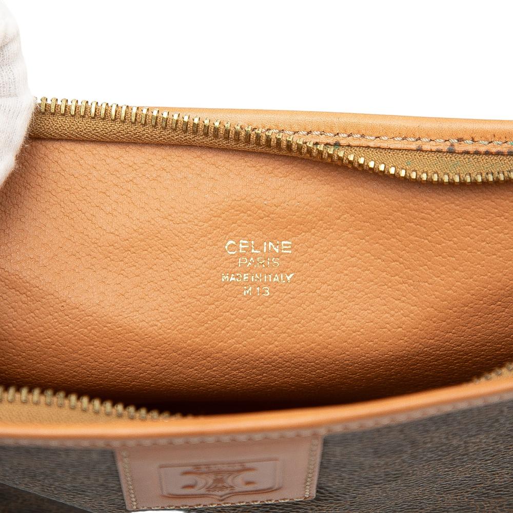 Celine B Celine Brown Coated Canvas Fabric Macadam Clutch Italy