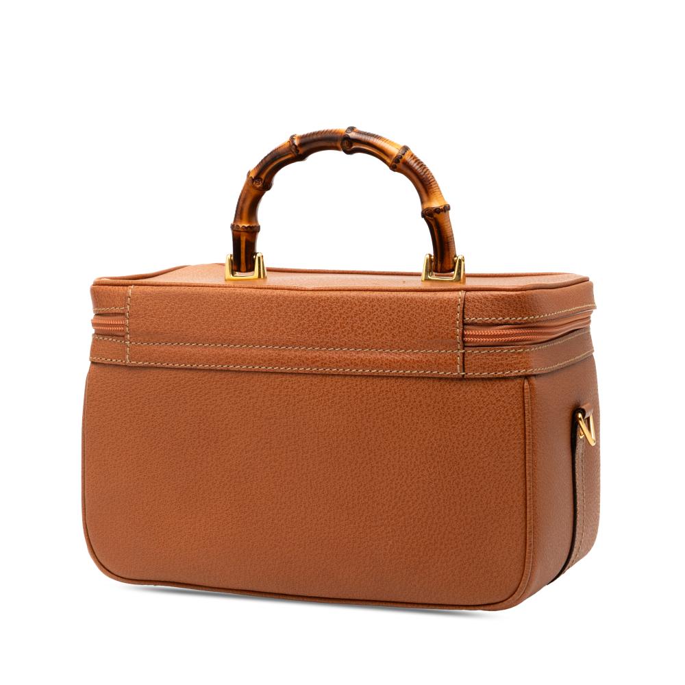 Gucci B Gucci Brown Calf Leather Bamboo Vanity Bag Italy