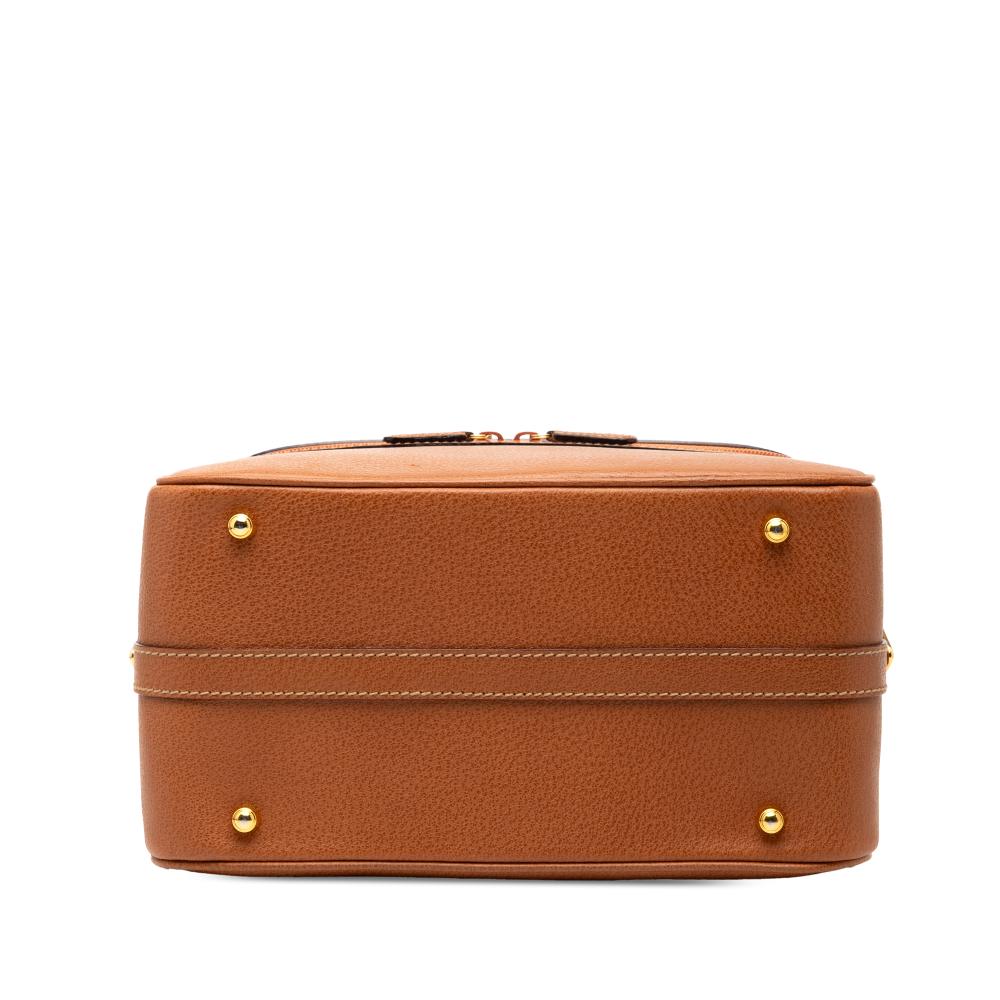 Gucci B Gucci Brown Calf Leather Bamboo Vanity Bag Italy