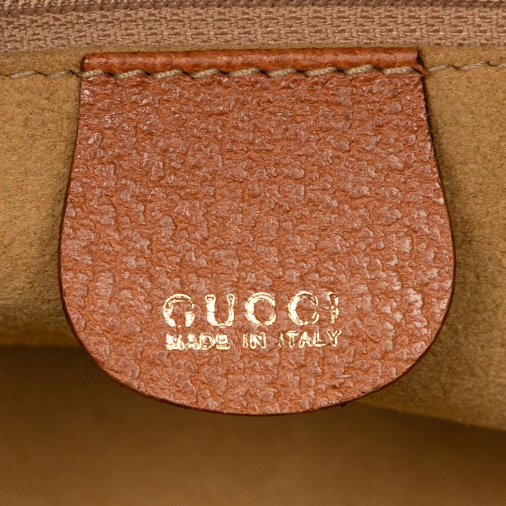 Gucci B Gucci Brown Calf Leather Bamboo Vanity Bag Italy