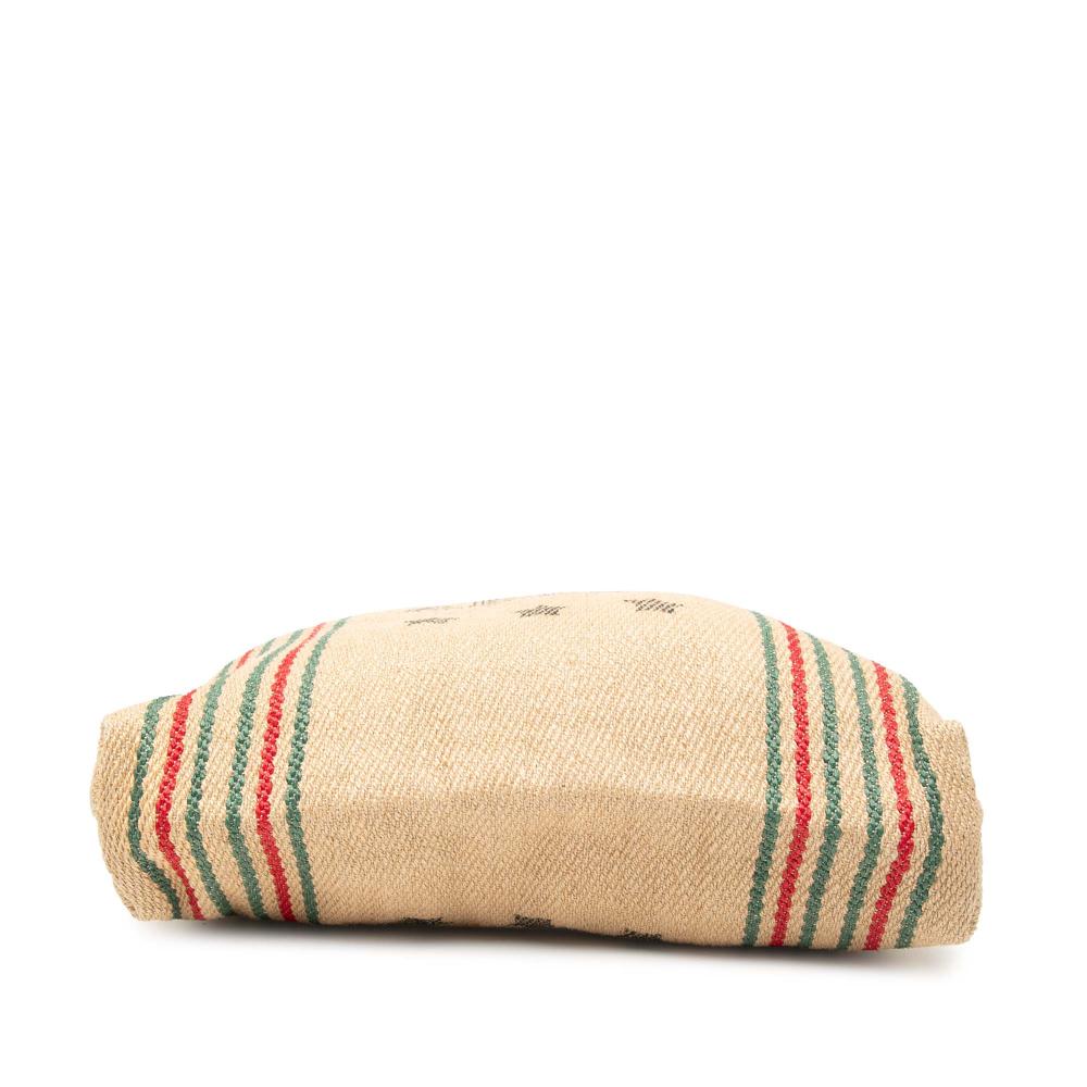 Gucci AB Gucci Brown Beige Natural Fiber Natural Material Jute Arles Printed Tote Italy