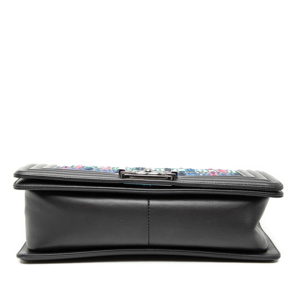 Chanel AB Chanel Black Lambskin Leather Leather Old Medium Lambskin and Woven PVC Boy Flap France