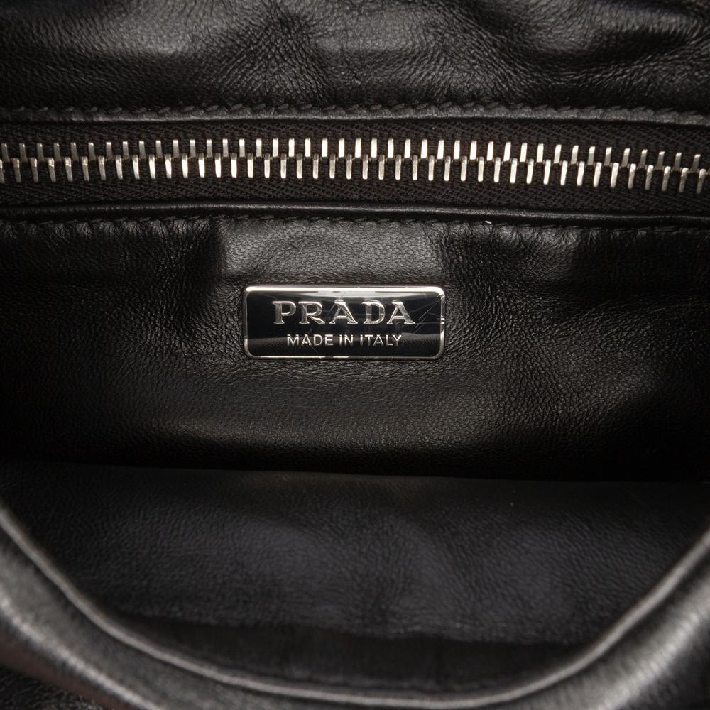Prada AB Prada Black Nappa Leather Leather Nappa Soft Padded Re Edition 2002 Moon Satchel Italy