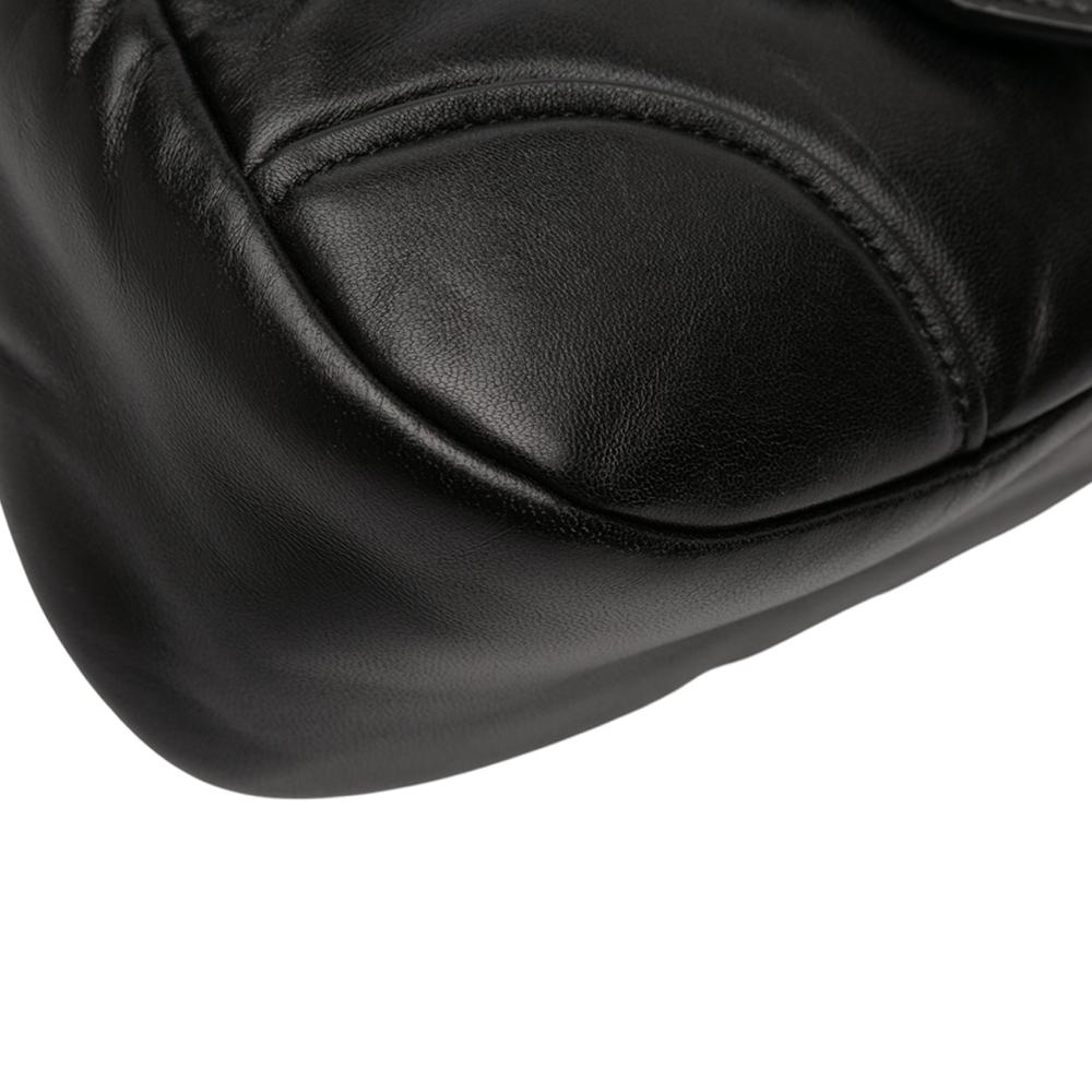 Prada AB Prada Black Nappa Leather Leather Nappa Soft Padded Re Edition 2002 Moon Satchel Italy