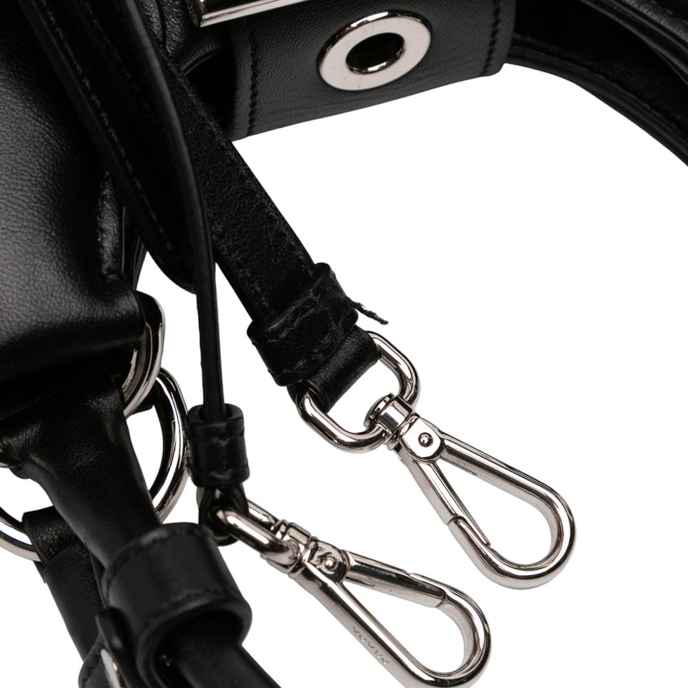 Prada AB Prada Black Nappa Leather Leather Nappa Soft Padded Re Edition 2002 Moon Satchel Italy