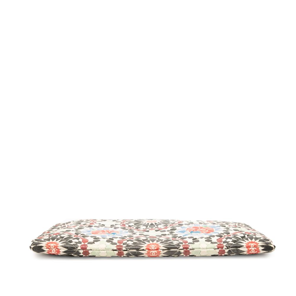 Chanel AB Chanel Multi Lambskin Leather Leather Paris Dubai Large Printed Lambskin Cosmetic Case Italy