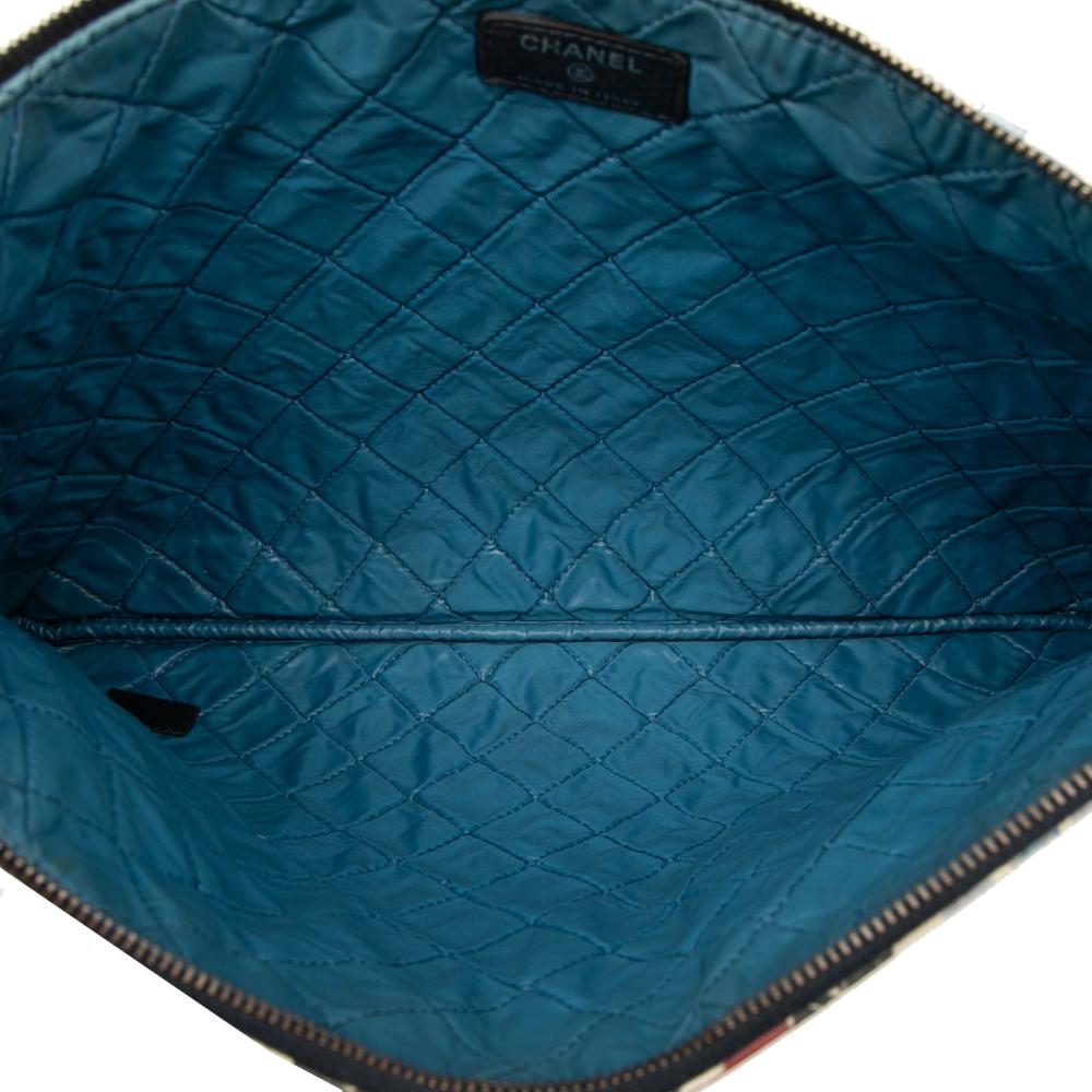 Chanel AB Chanel Multi Lambskin Leather Leather Paris Dubai Large Printed Lambskin Cosmetic Case Italy