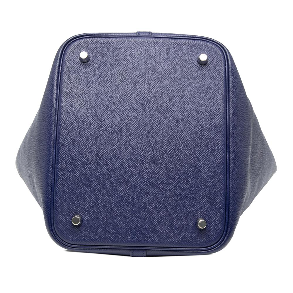 Hermès AB Hermès Blue Midnight Blue with Red Brick Calf Leather Epsom Tressage Picotin Lock 22 France
