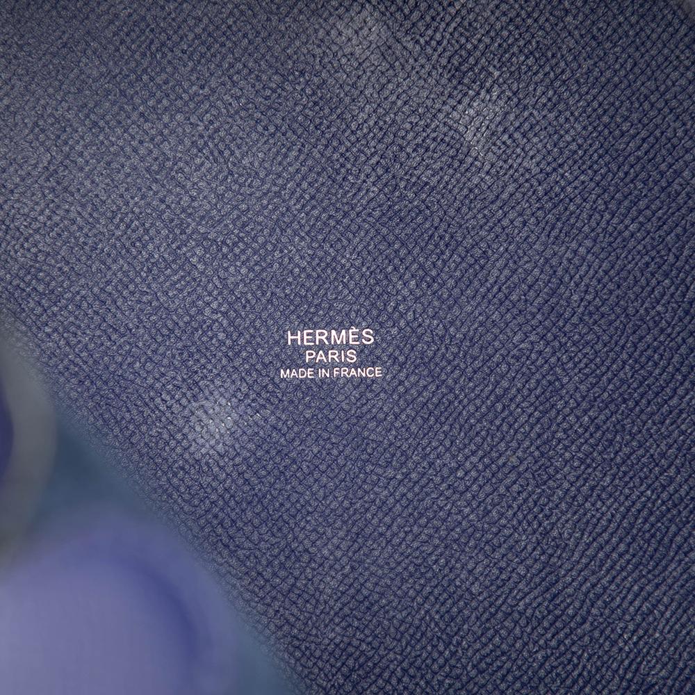Hermès AB Hermès Blue Midnight Blue with Red Brick Calf Leather Epsom Tressage Picotin Lock 22 France