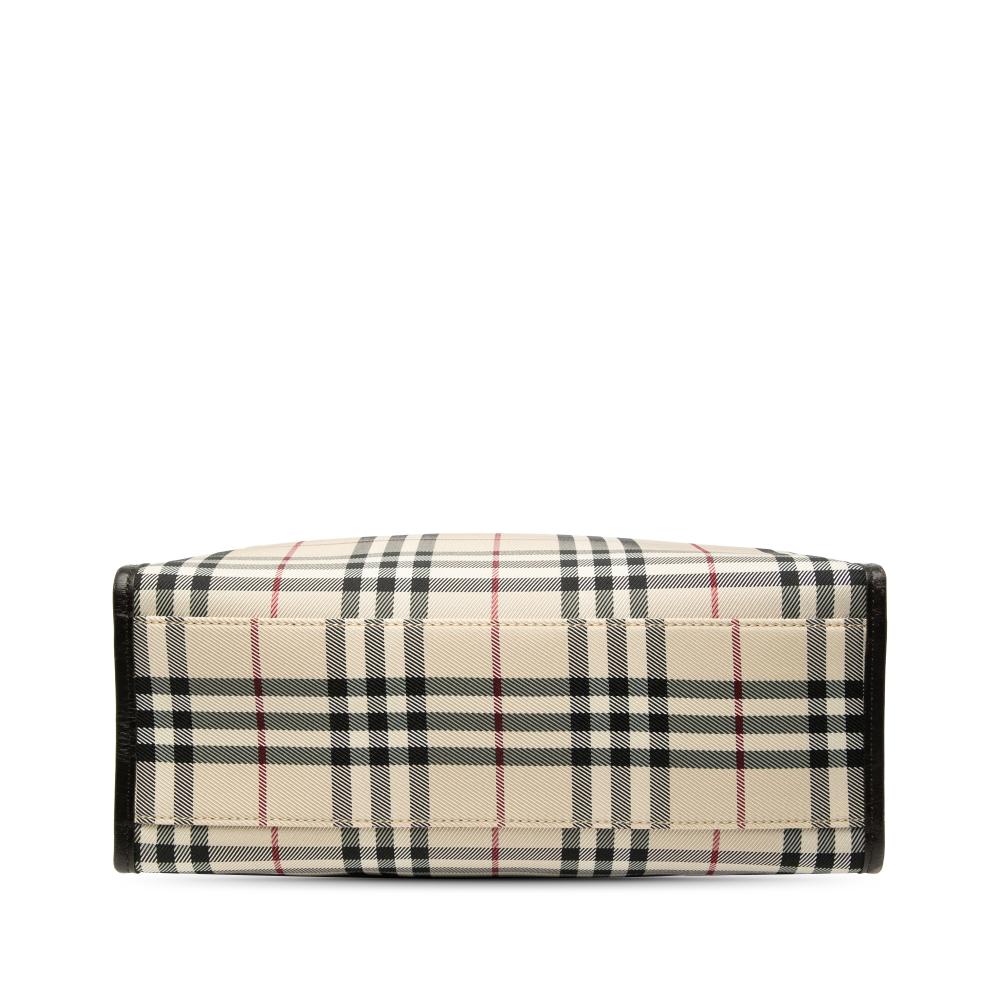 Burberry B Burberry Brown Beige Canvas Fabric House Check Tote Italy