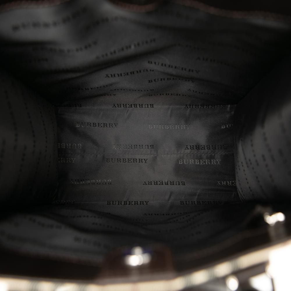 Burberry B Burberry Brown Beige Canvas Fabric House Check Tote Italy