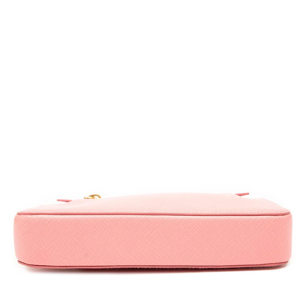 Prada B Prada Pink Saffiano Leather Lux Front Pocket Crossbody Italy