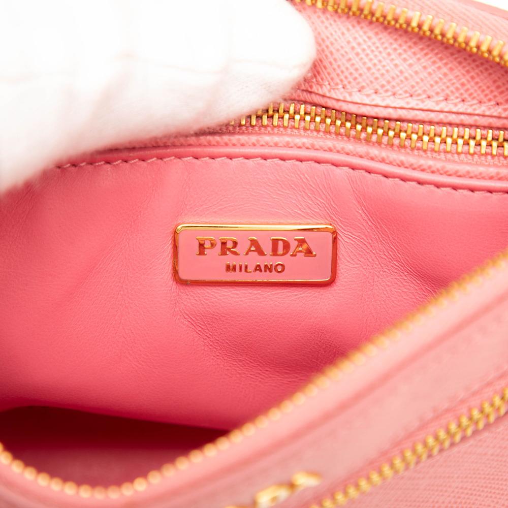 Prada B Prada Pink Saffiano Leather Lux Front Pocket Crossbody Italy