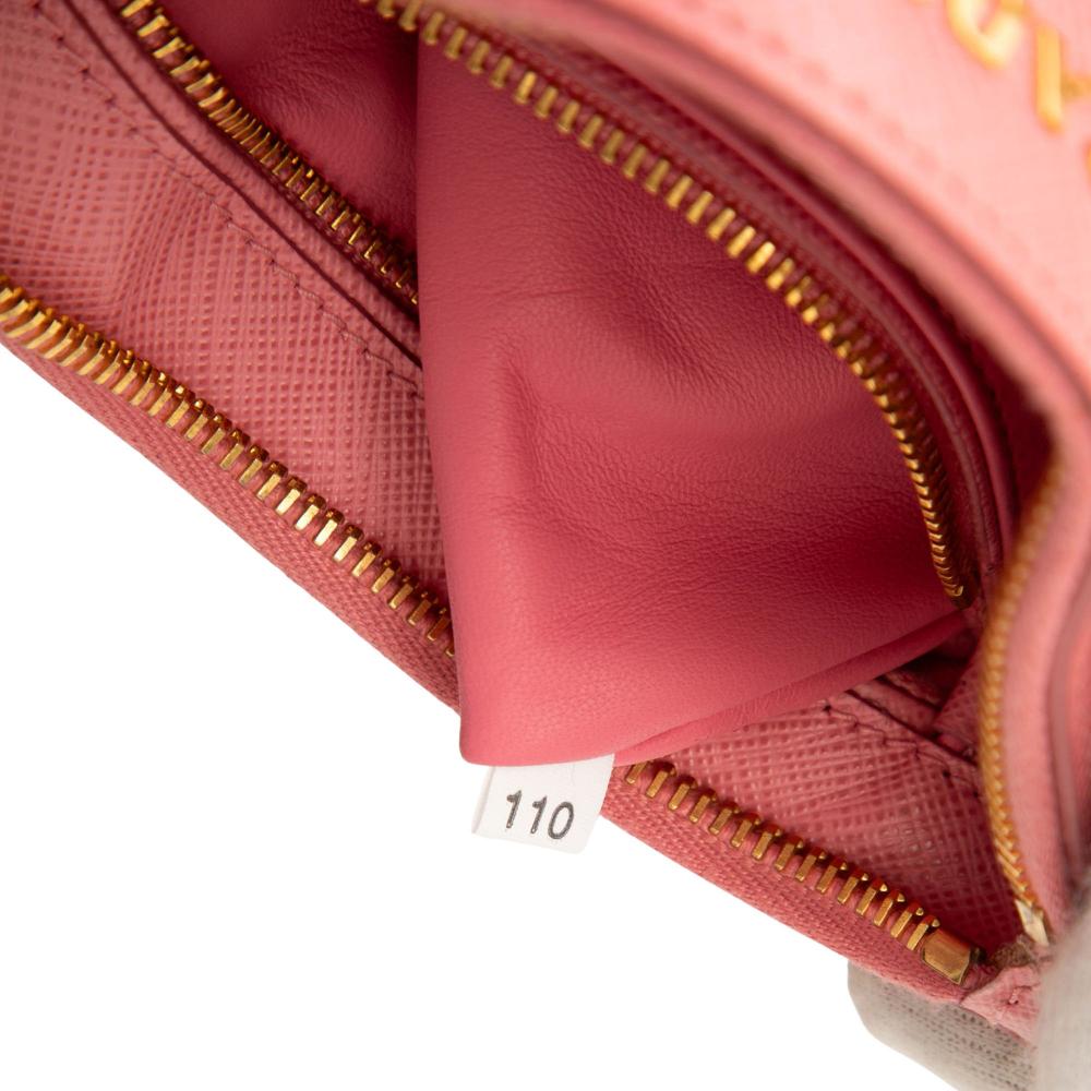 Prada B Prada Pink Saffiano Leather Lux Front Pocket Crossbody Italy