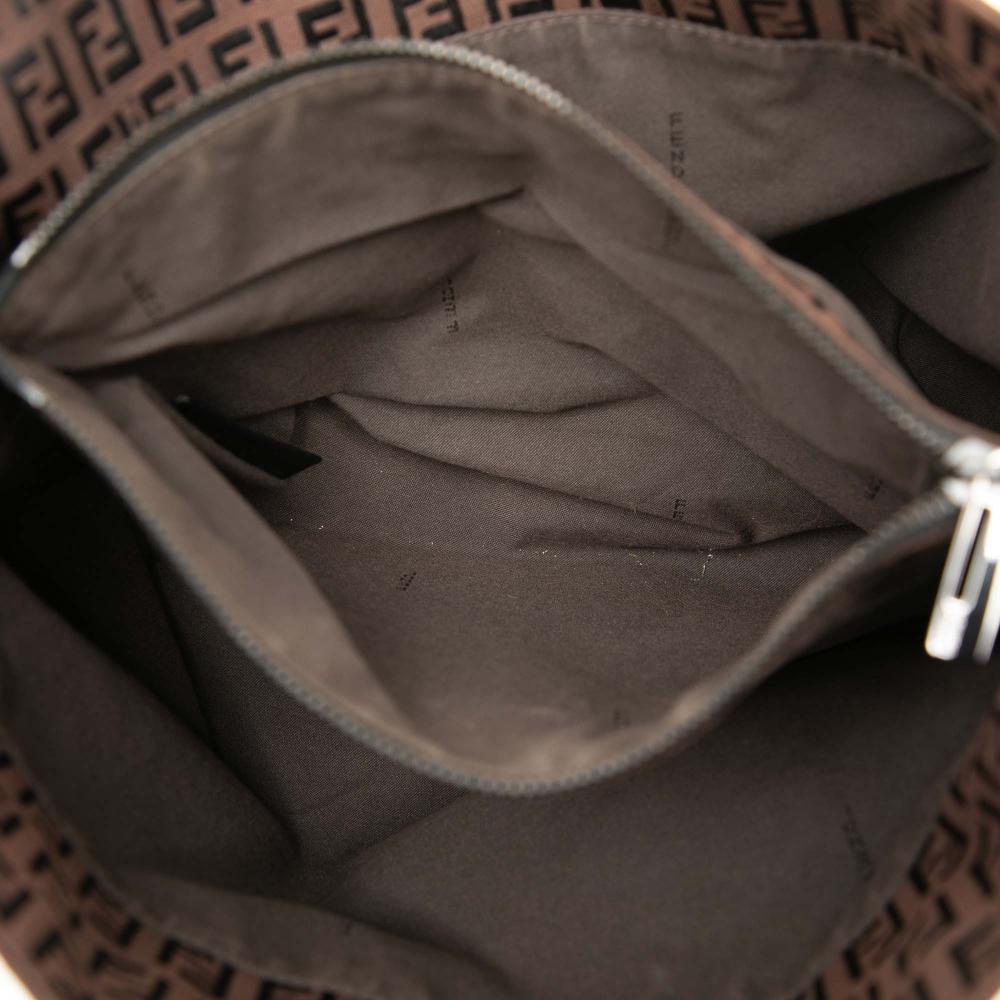 Fendi B Fendi Brown Dark Brown Canvas Fabric Zucchino Tote Italy