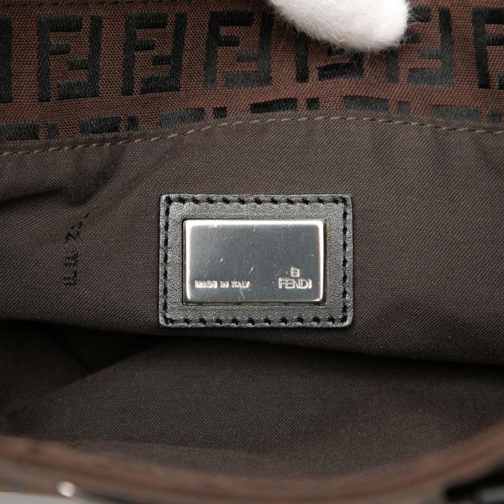 Fendi B Fendi Brown Dark Brown Canvas Fabric Zucchino Tote Italy