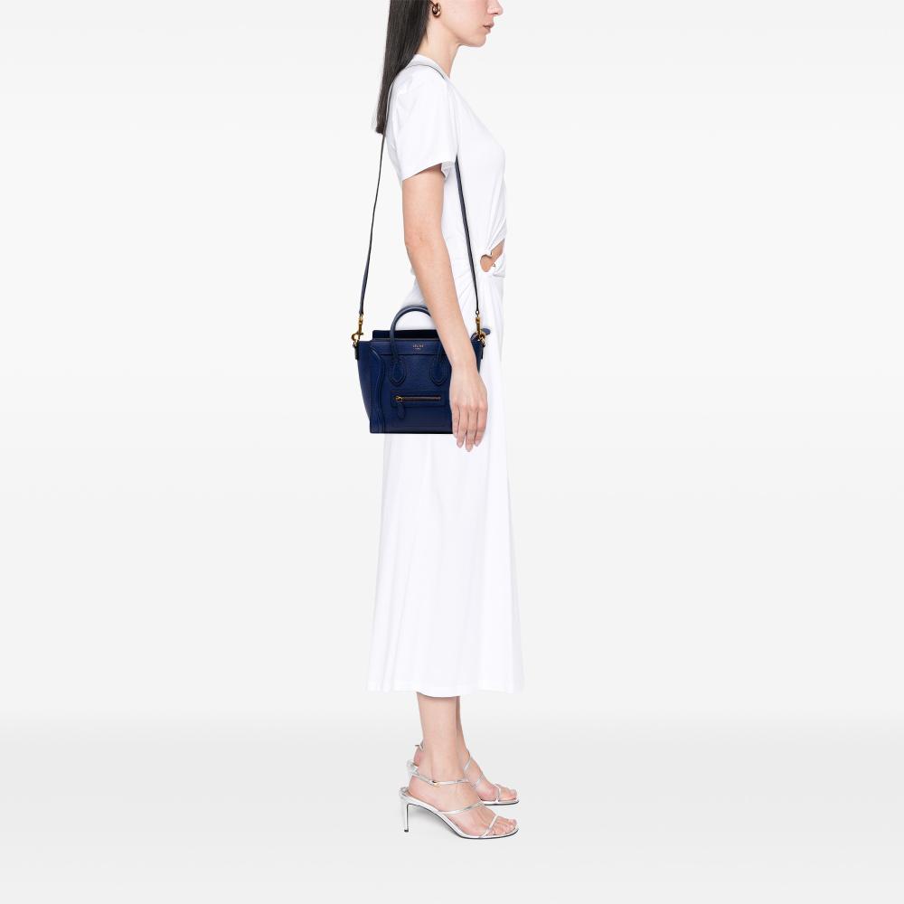 Celine B Celine Blue Calf Leather Nano Luggage Tote Italy