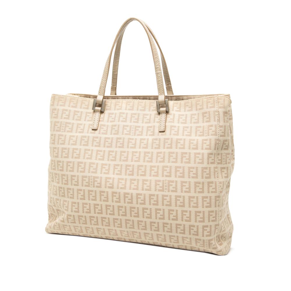 Fendi B Fendi Brown Beige Canvas Fabric Zucchino Tote Italy