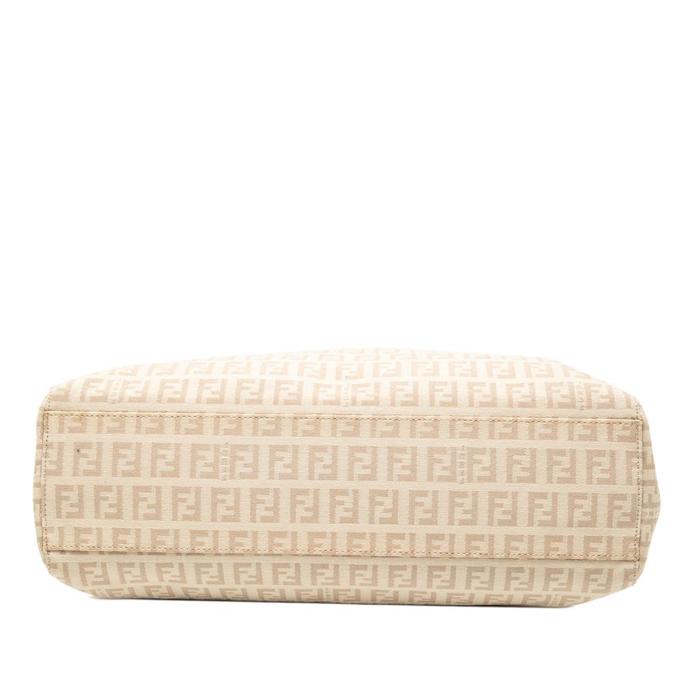 Fendi B Fendi Brown Beige Canvas Fabric Zucchino Tote Italy