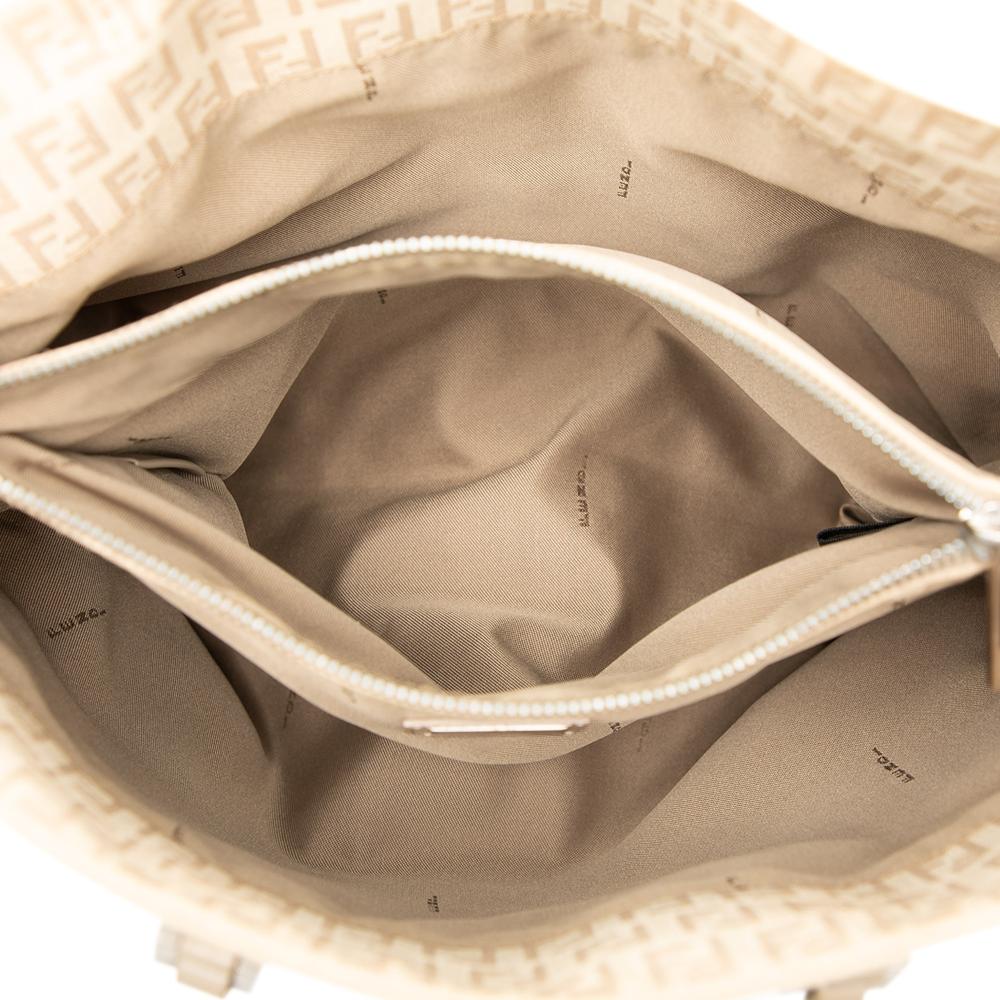 Fendi B Fendi Brown Beige Canvas Fabric Zucchino Tote Italy