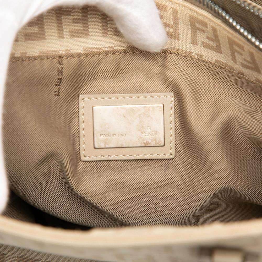 Fendi B Fendi Brown Beige Canvas Fabric Zucchino Tote Italy