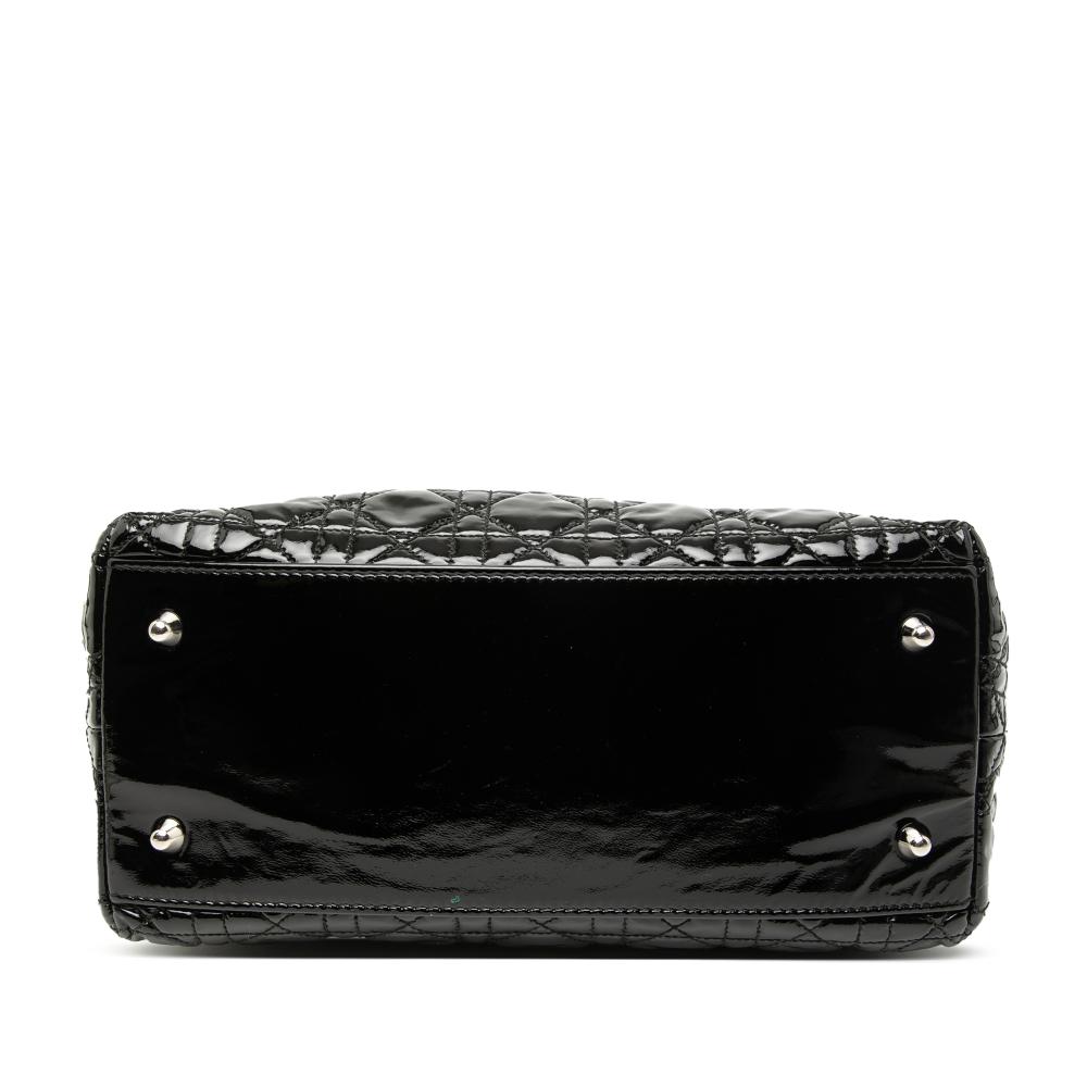 Christian Dior B Dior Black Patent Leather Leather Medium Patent Cannage Lady Dior Soft Shopping Tote Italy