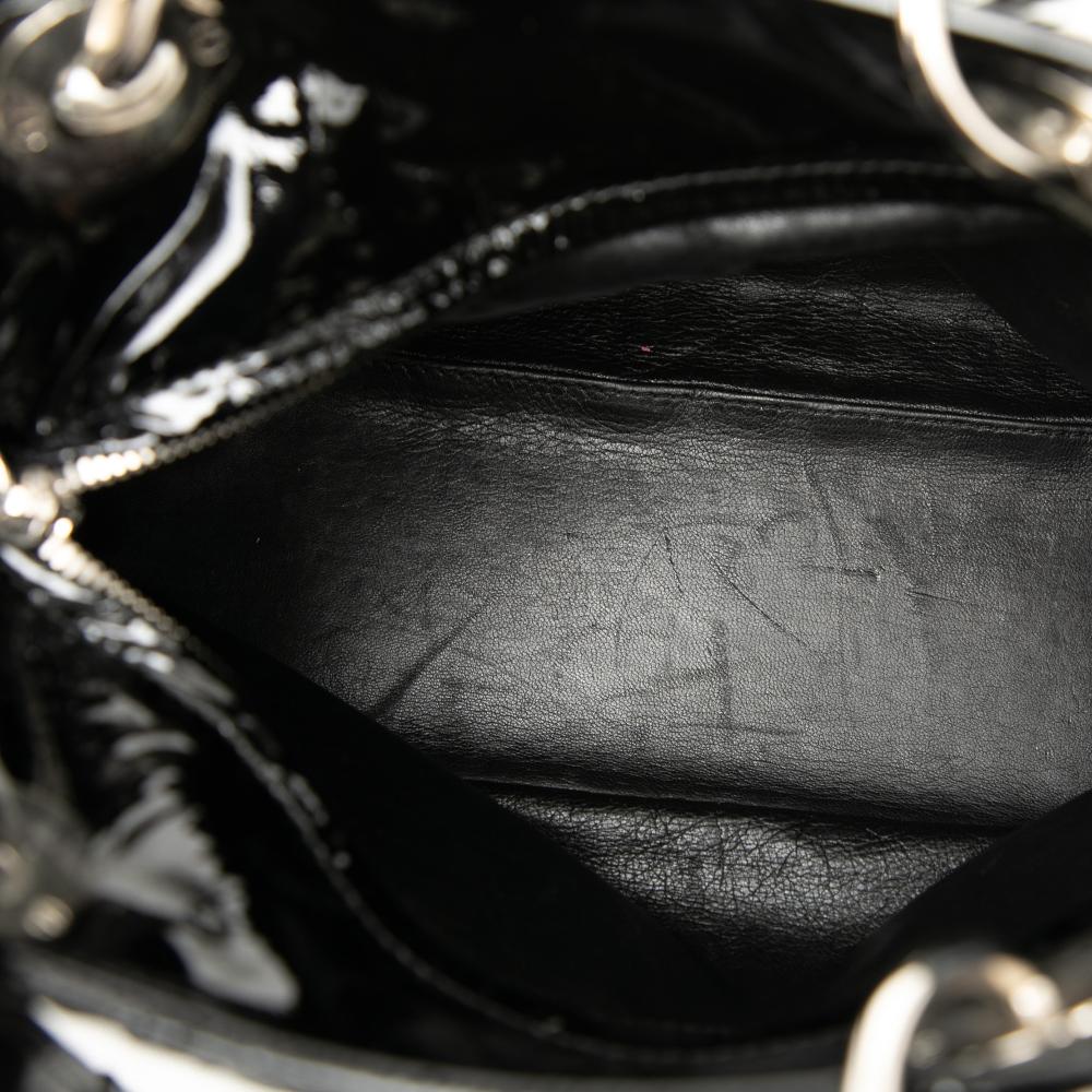 Christian Dior B Dior Black Patent Leather Leather Medium Patent Cannage Lady Dior Soft Shopping Tote Italy