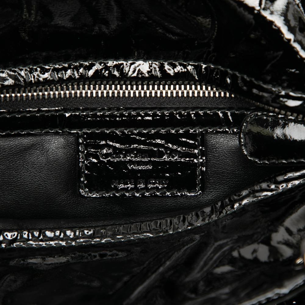 Christian Dior B Dior Black Patent Leather Leather Medium Patent Cannage Lady Dior Soft Shopping Tote Italy