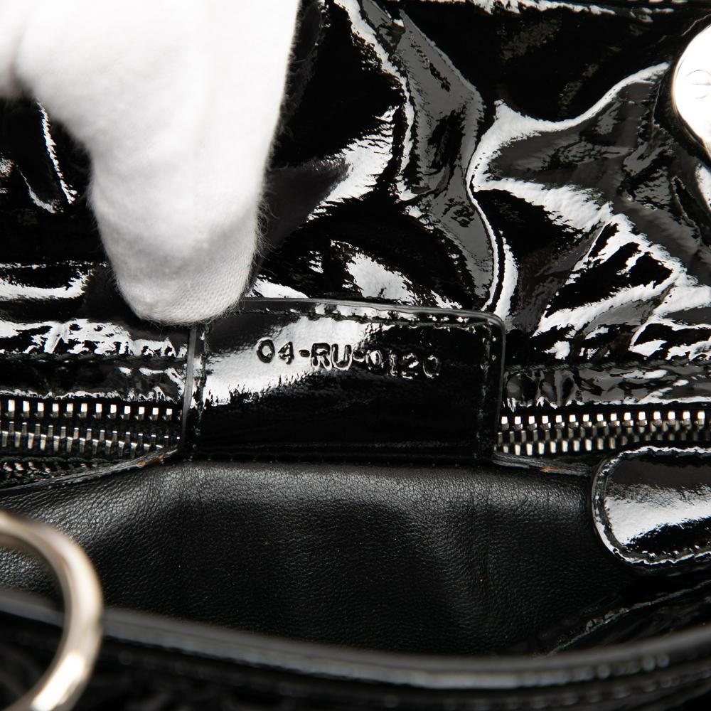 Christian Dior B Dior Black Patent Leather Leather Medium Patent Cannage Lady Dior Soft Shopping Tote Italy