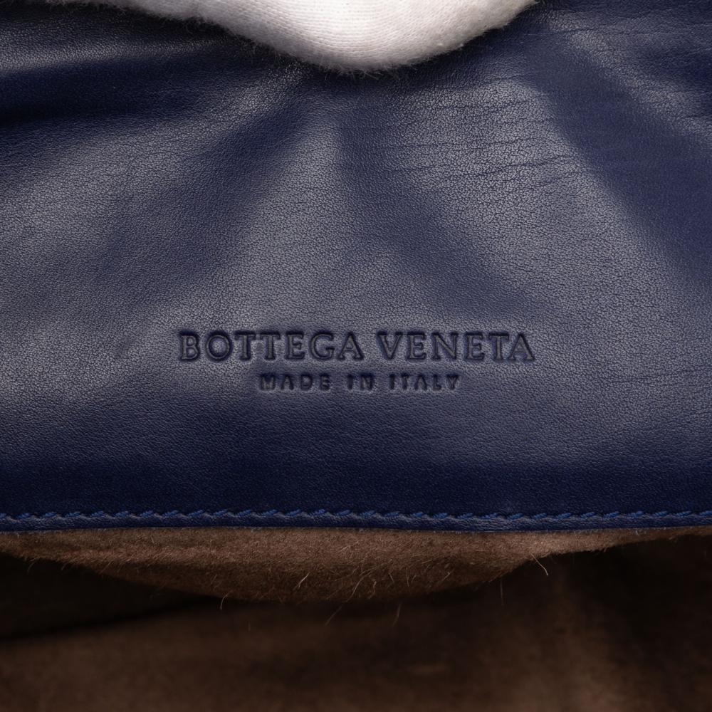 Bottega Veneta B Bottega Veneta Blue Dark Blue Nappa Leather Leather Nappa Intrecciato Flap Crossbody Italy