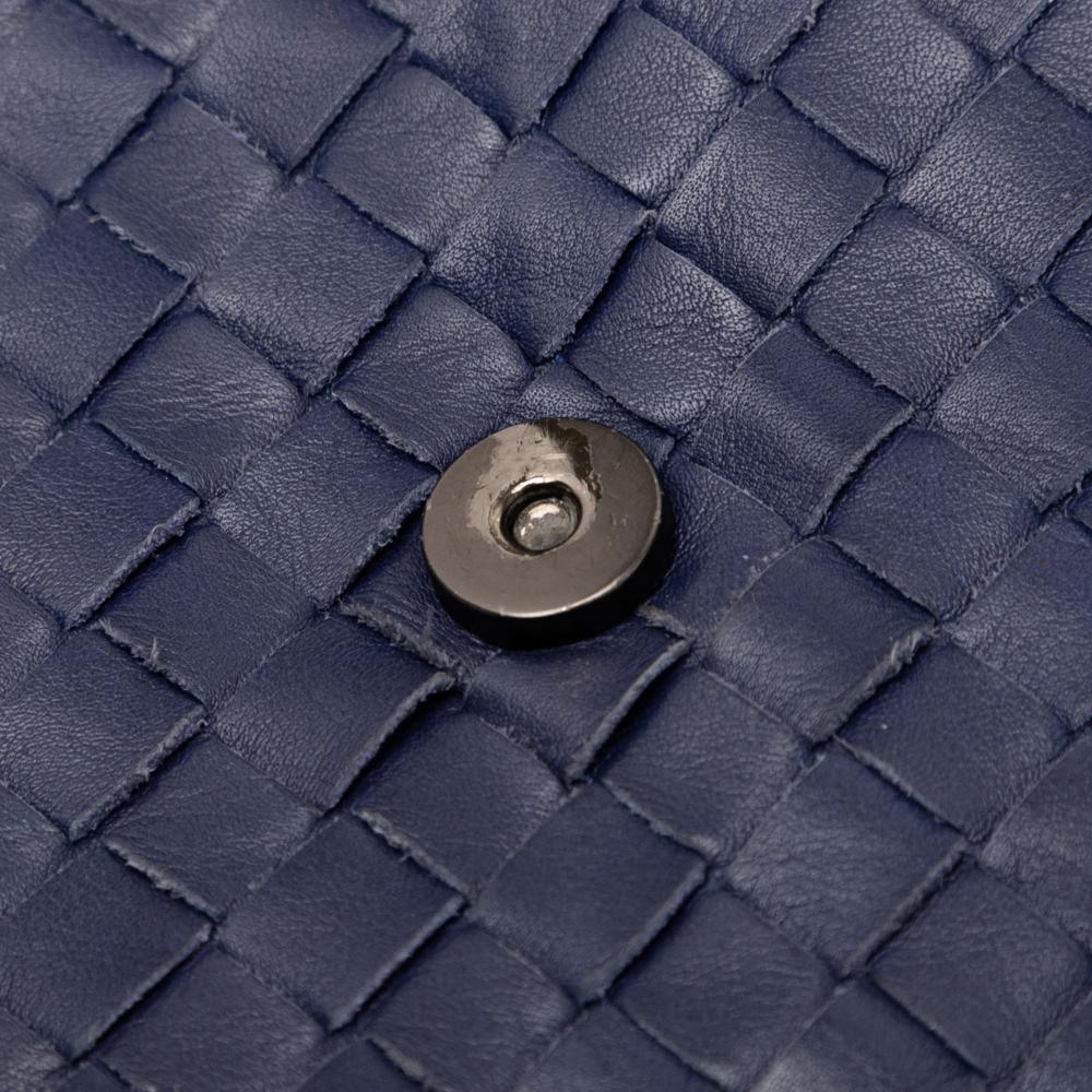 Bottega Veneta B Bottega Veneta Blue Dark Blue Nappa Leather Leather Nappa Intrecciato Flap Crossbody Italy