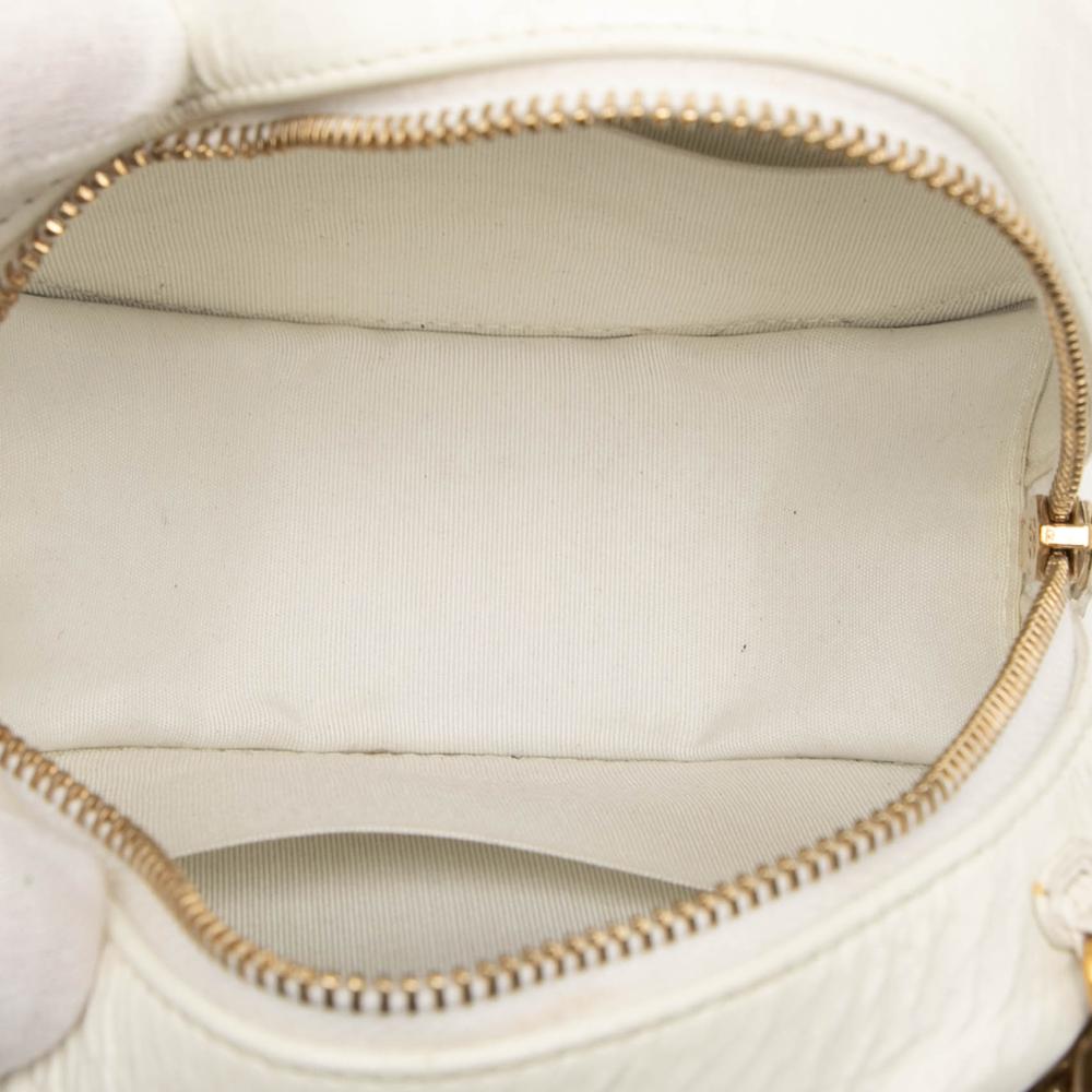 Chanel AB Chanel White Lambskin Leather Leather Lambskin 19 Round Clutch with Chain Italy