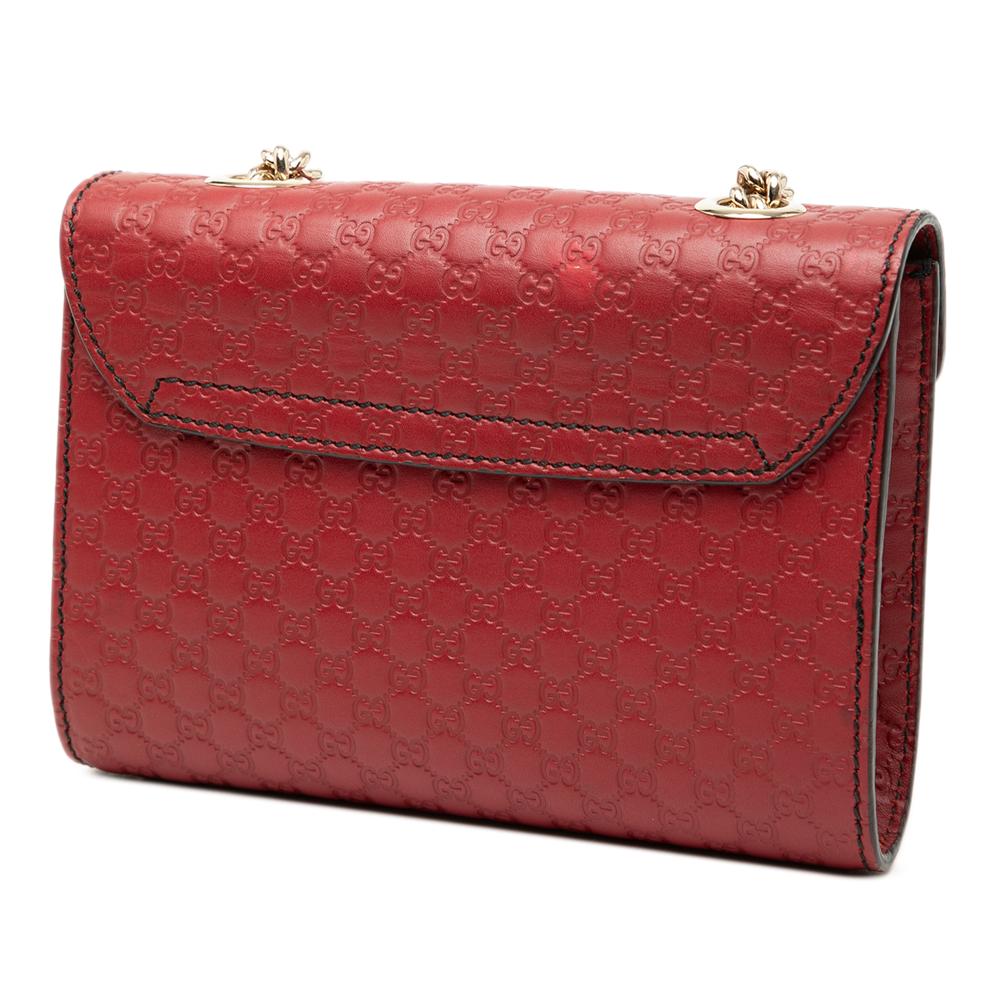 Gucci AB Gucci Red Calf Leather Mini Microguccissima Emily Crossbody Italy
