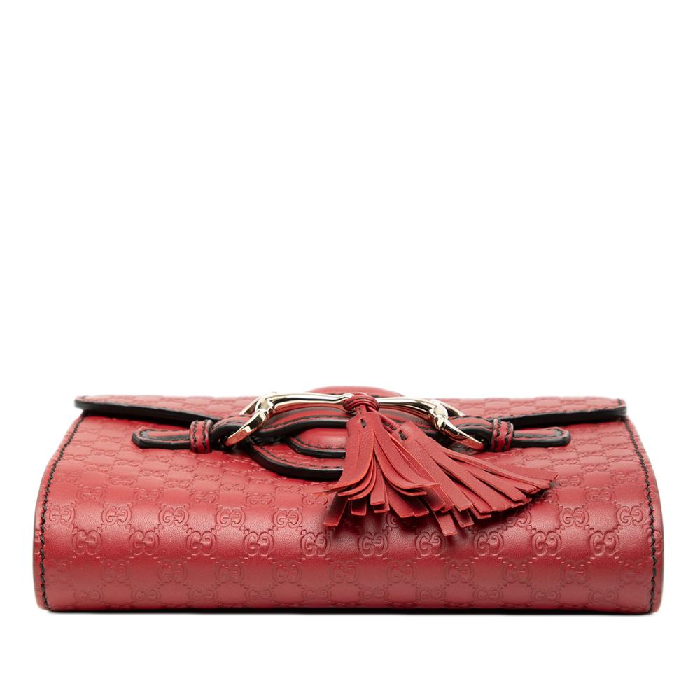 Gucci AB Gucci Red Calf Leather Mini Microguccissima Emily Crossbody Italy