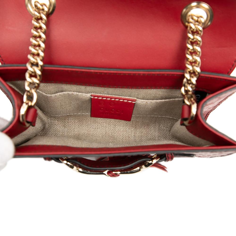 Gucci AB Gucci Red Calf Leather Mini Microguccissima Emily Crossbody Italy