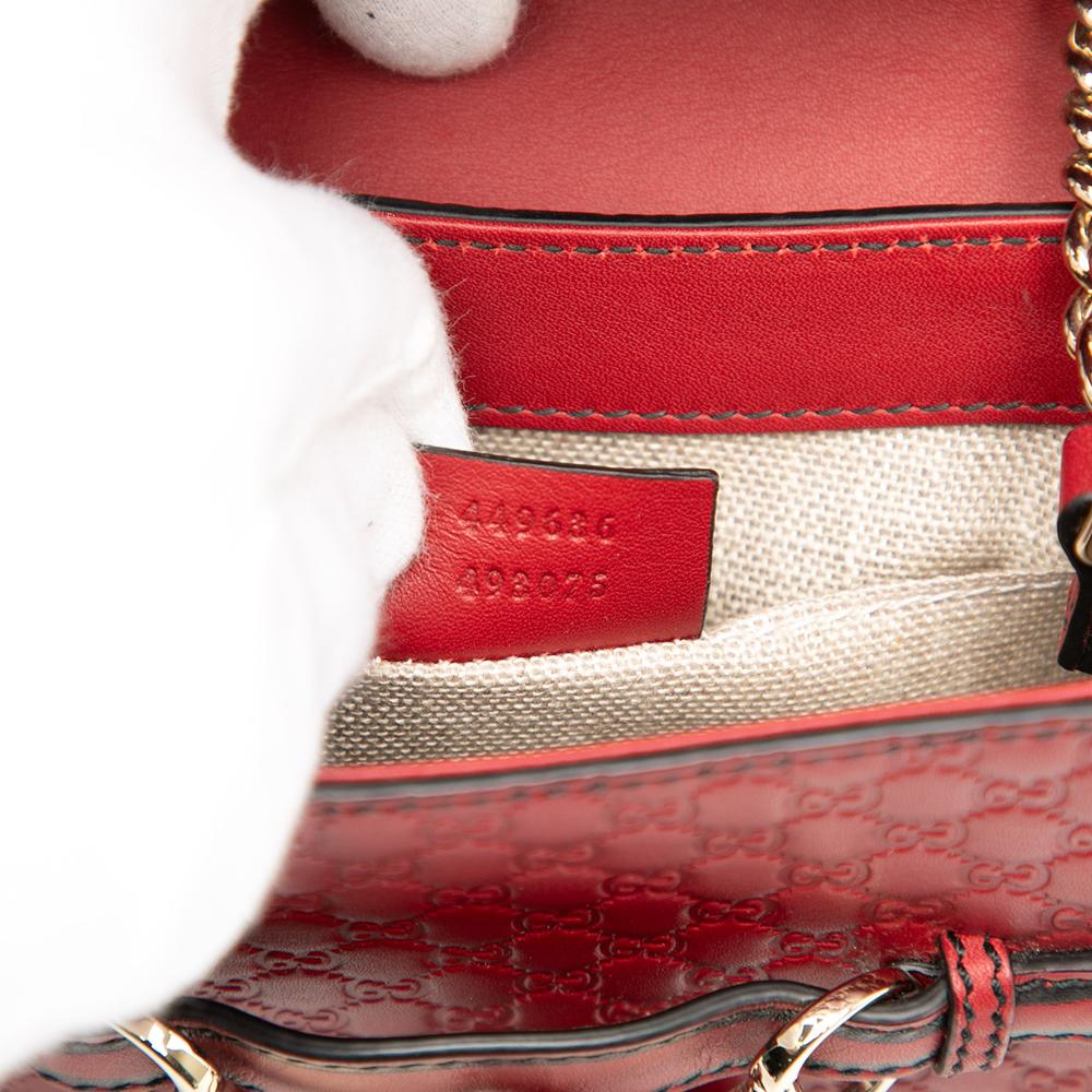 Gucci AB Gucci Red Calf Leather Mini Microguccissima Emily Crossbody Italy