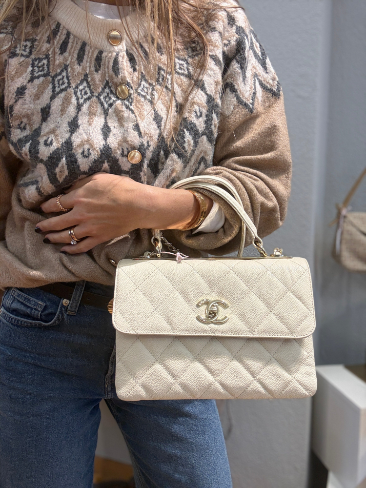 Chanel Trendy CC Small Ivory Caviar Leather