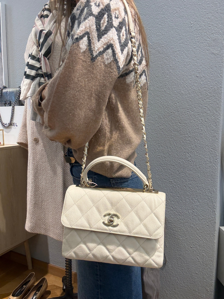 Chanel Trendy CC Small Ivory Caviar Leather