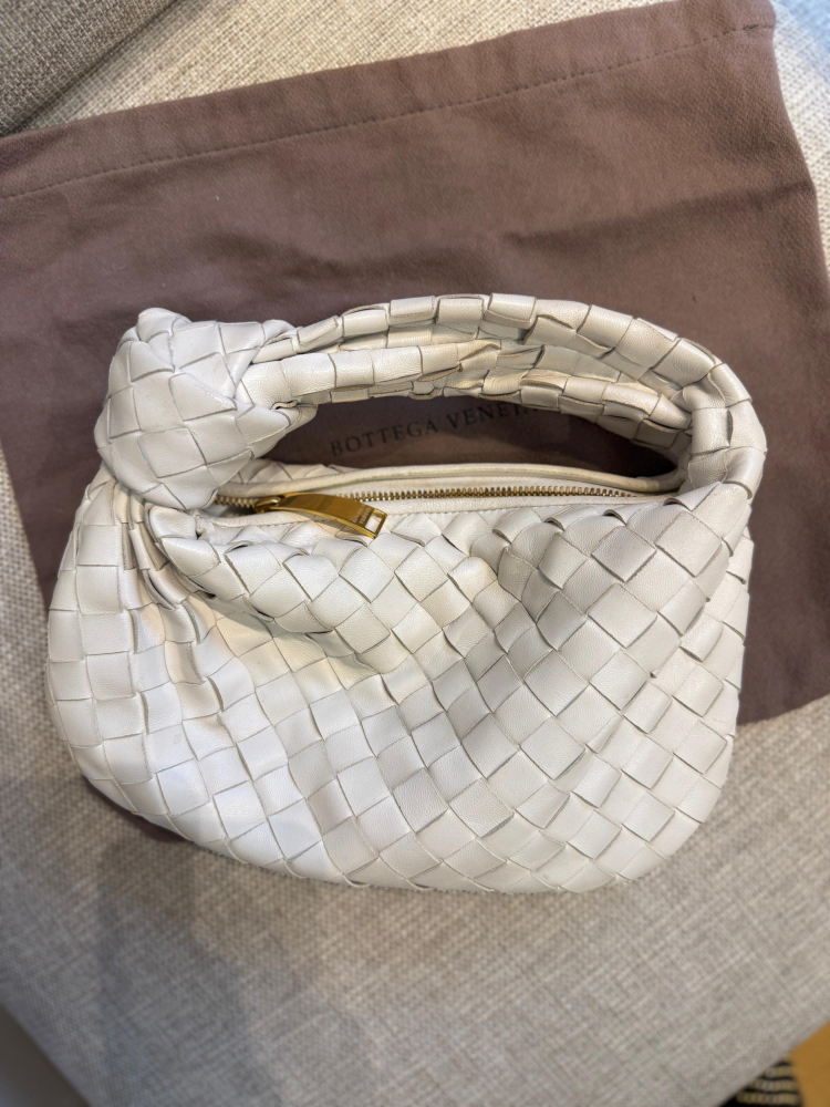 Bottega Veneta Mini Jodie White Intrecciato Nappa Leather
