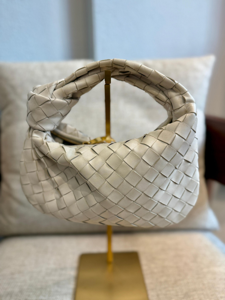 Bottega Veneta Mini Jodie White Intrecciato Nappa Leather