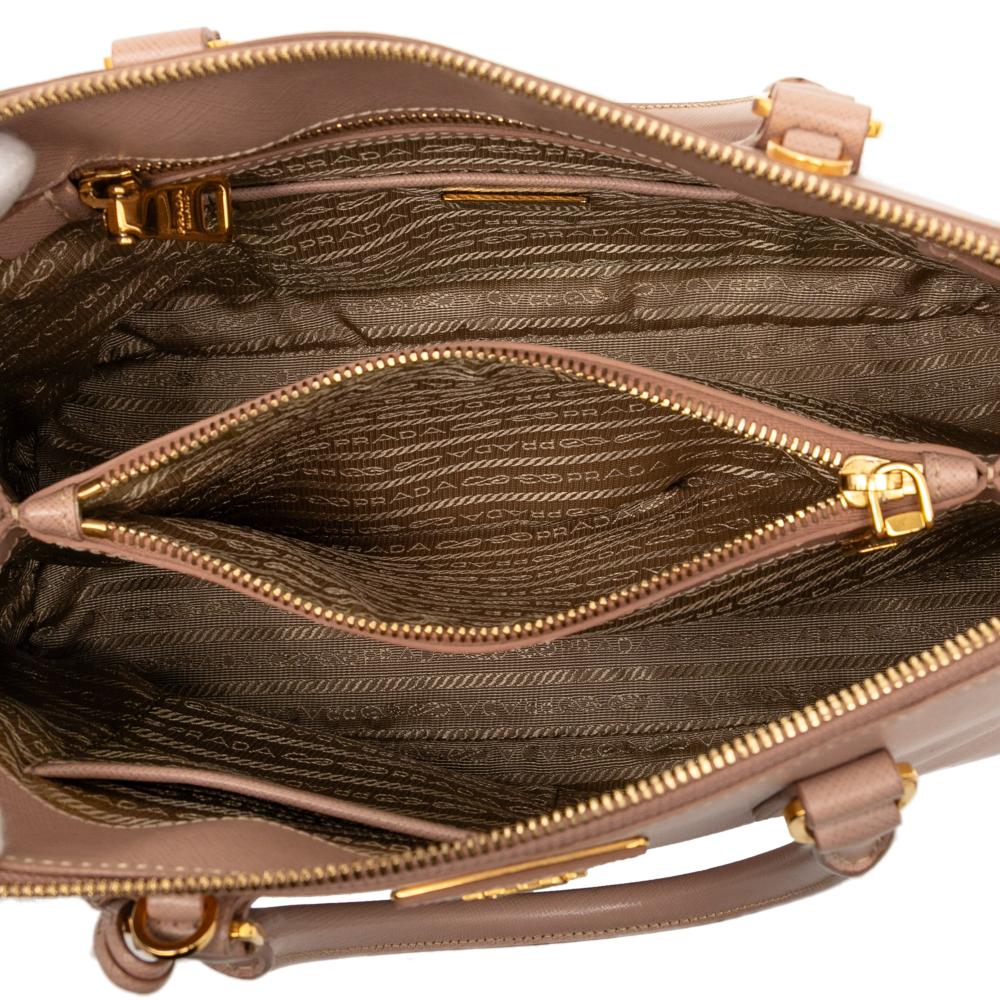 Prada B Prada Brown Nude Saffiano Leather Medium Lux Promenade Satchel Italy