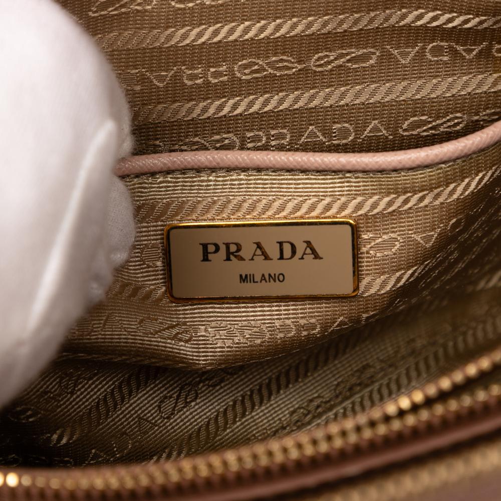 Prada B Prada Brown Nude Saffiano Leather Medium Lux Promenade Satchel Italy