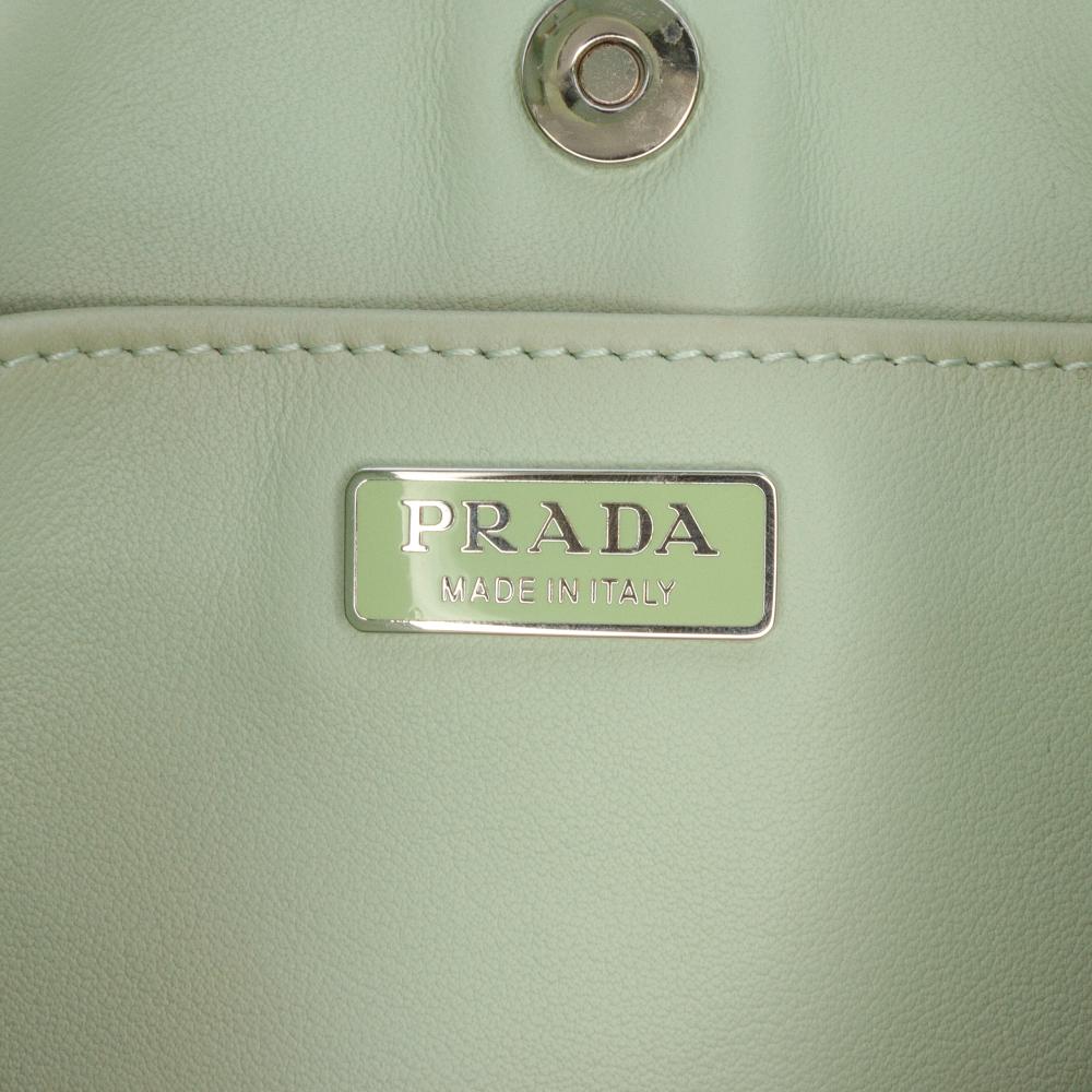 Prada B Prada Green Light Green Calf Leather Spazzolato Cleo Shoulder Bag Italy