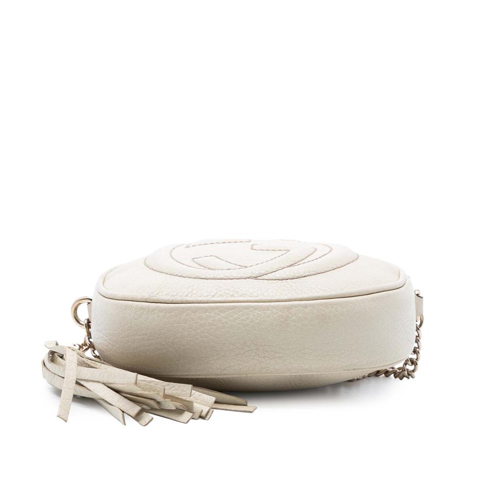 Gucci B Gucci White Calf Leather Mini Pebbled skin Soho Chain Crossbody Italy