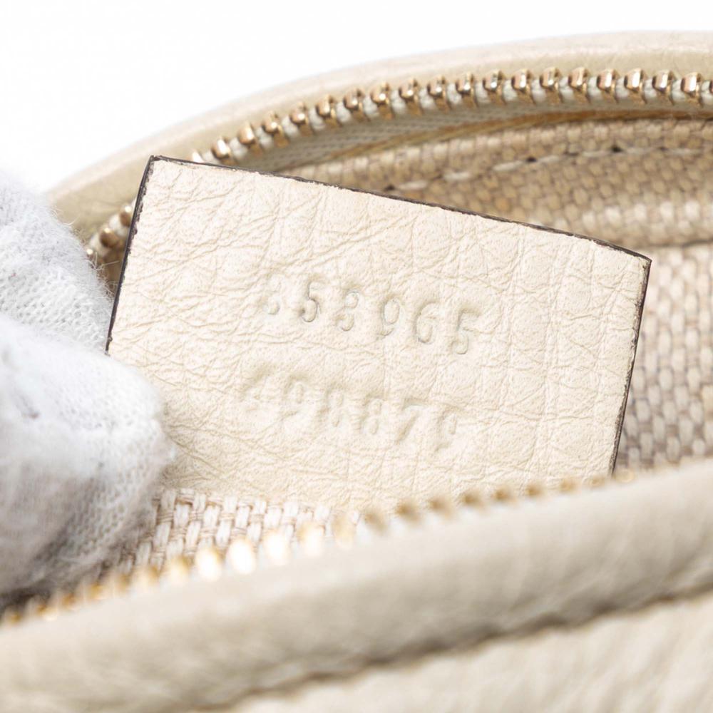 Gucci B Gucci White Calf Leather Mini Pebbled skin Soho Chain Crossbody Italy