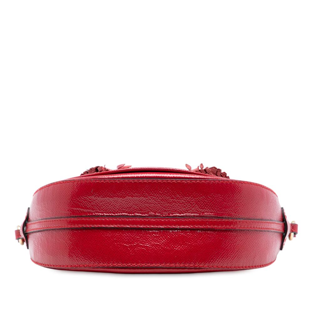 Burberry B Burberry Red Patent Leather Leather and Haymarket Check Coated Canvas Maydown Crossbody Italy